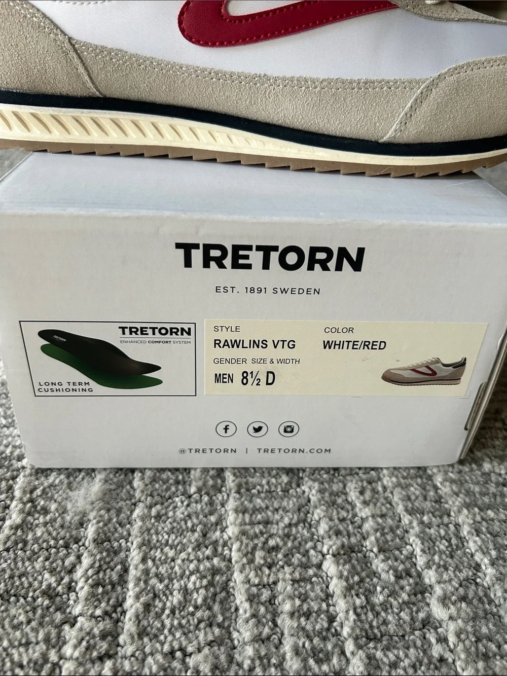 Tretorn Rawlins Sneaker White-Red 8.5